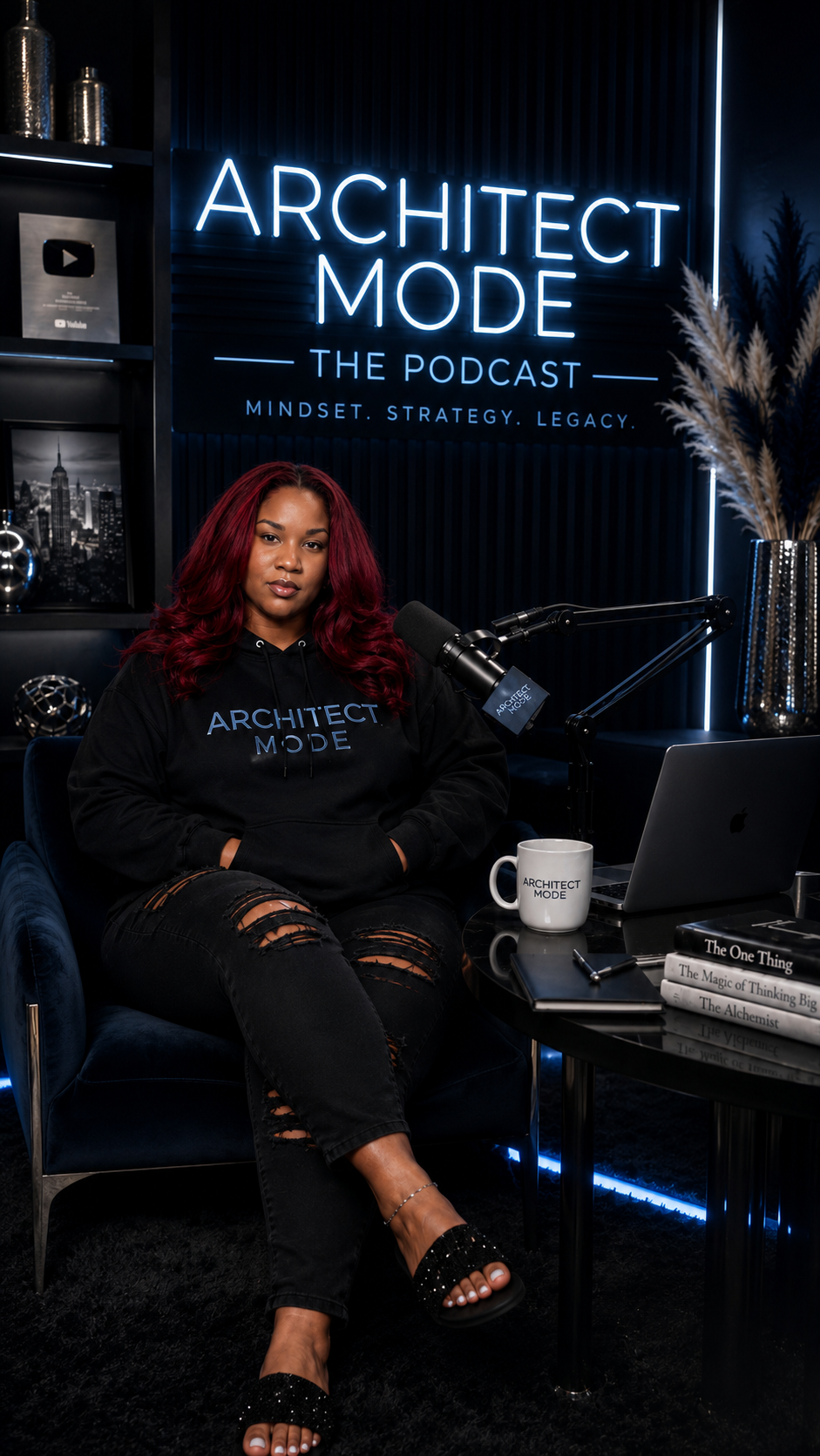 Kendra, founder of The Architect Lab, inside the Architect Mode podcast studio